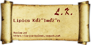 Lipics Kálmán névjegykártya